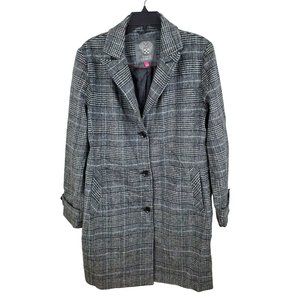 Vince Camuto Gray Houndstooth Wool Coat L
